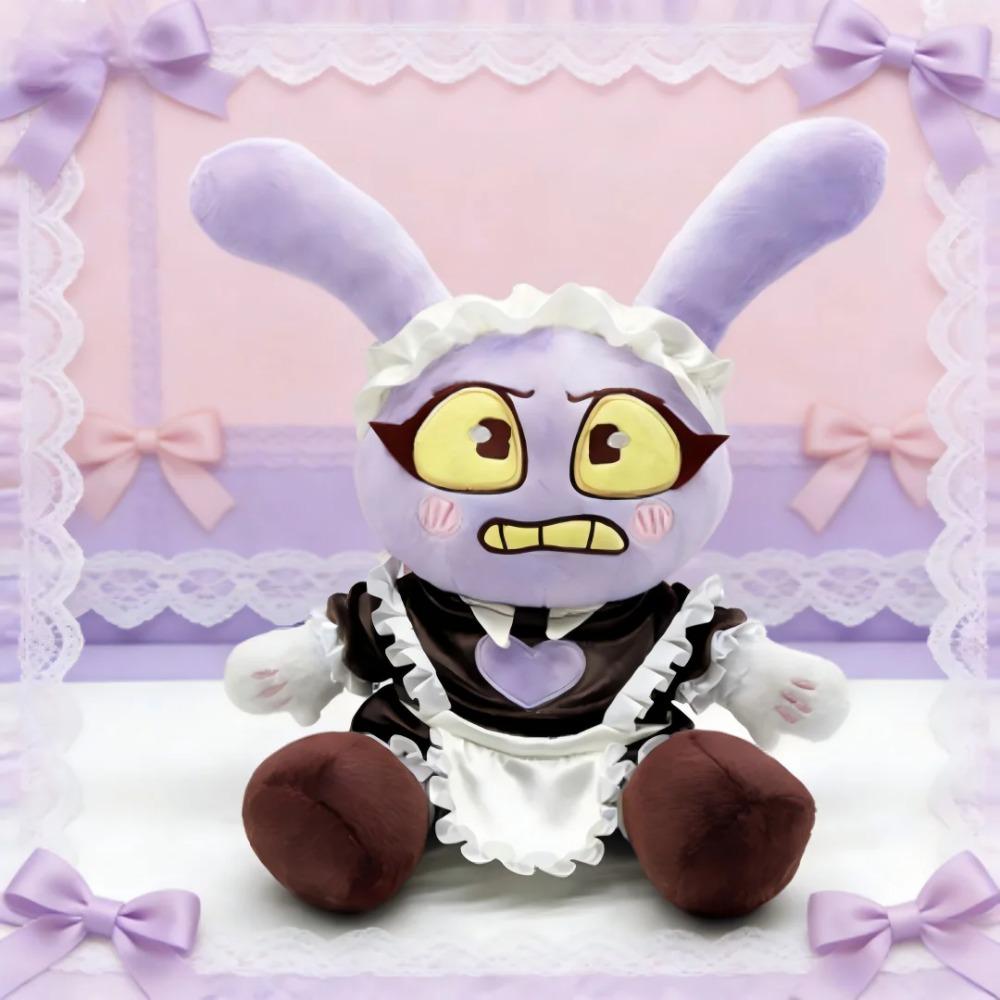 Poupée Lapin Violet Mignonne de Cirque 34CM Costume de Servante Lapin Convient pour la Compagnie des Enfants et la Collection