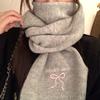 2025 Winter  College Style Imitation Cashmere Scarf Solid Color  Embroidered Bow Couple Scarf