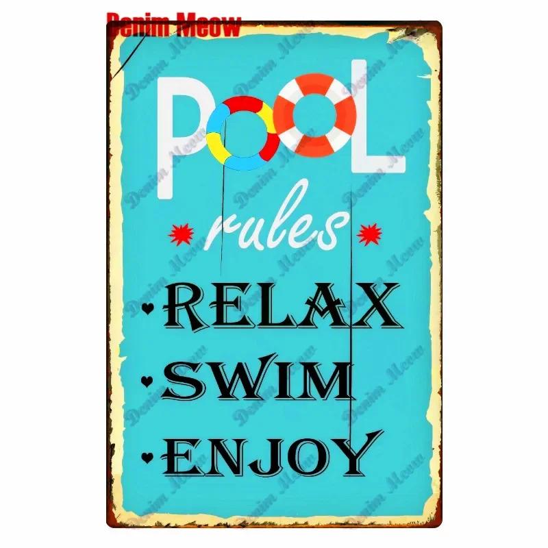 Beach Metal Tin Sign, Vintage Summer Beach Plates, Relax Wall Sign, Pool Tiki Bar Pub Seaside Ocean, Happy Place, Decor WY161