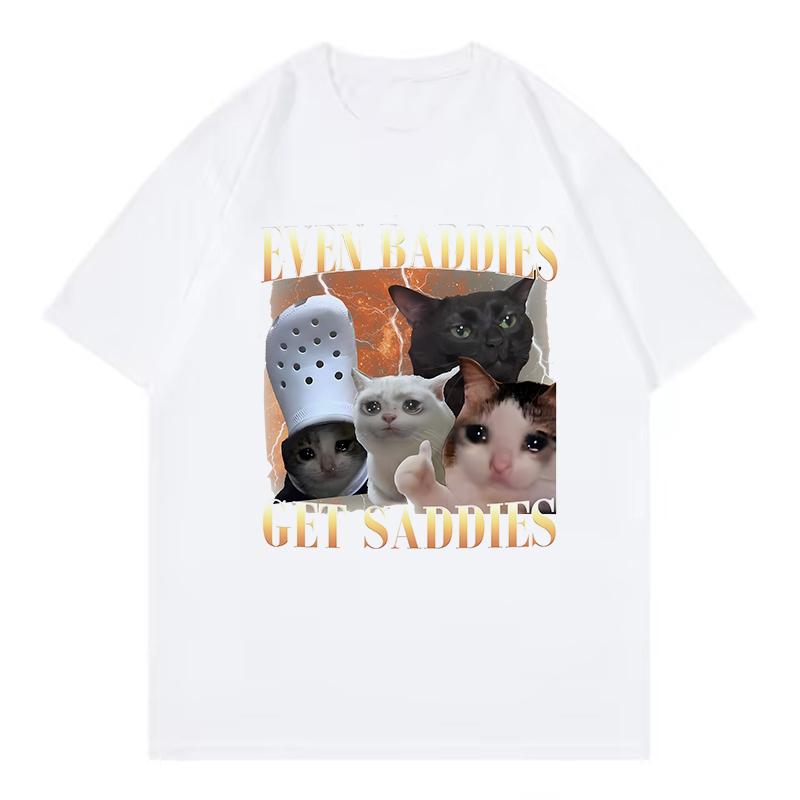 Rizz Em with The Tism TShirt Retro Funny Cat Meme Oversized T Shirt Tops Unisex Unisex Clothing Casual Cotton Short Sleeve TShirts
