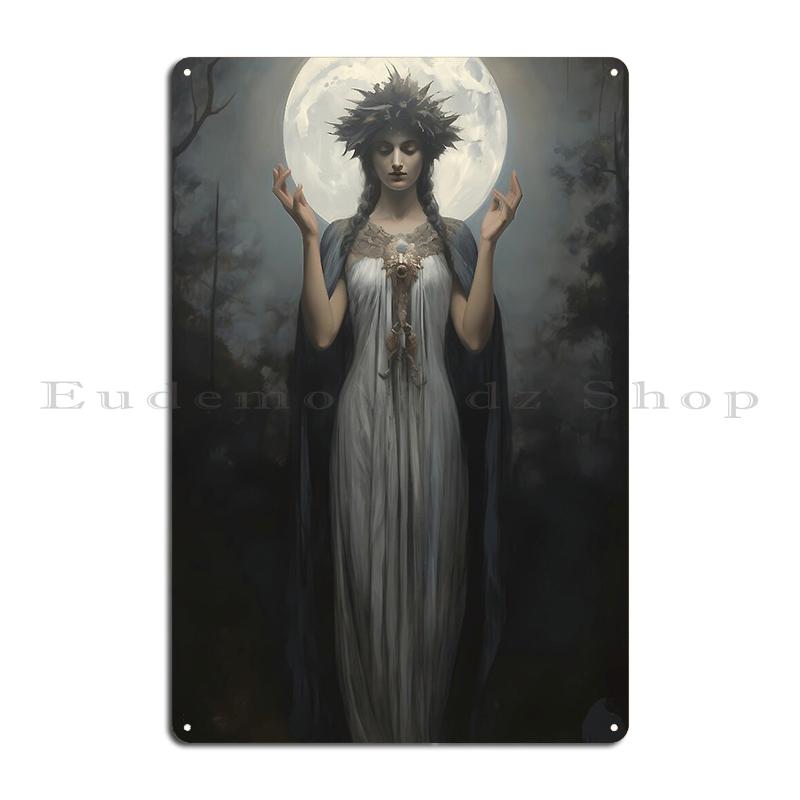 Hecate IBERIAN Metal Plaque Retro Cinema Designing Wall Decor Cinema Iberian Hecate Goddess of Magic Art Tin Sign Poster