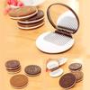 1 Pcs Chocolate Biscuit Mini Pocket Mirror With Comb Prinss Portable Biscuit Shape Makeup Folding Mirror With Comb