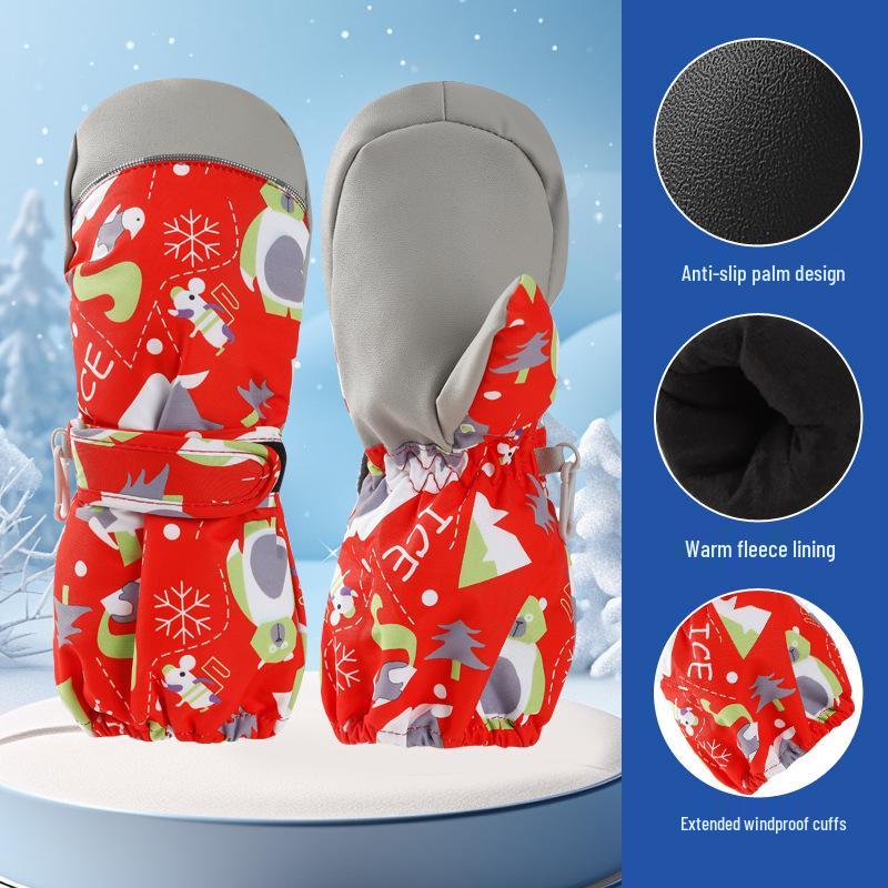 

Водонепроникні Потовщені Дитячі Зимові Рукавиці для Катання та Лиж M-For 6-10 Years With Strap