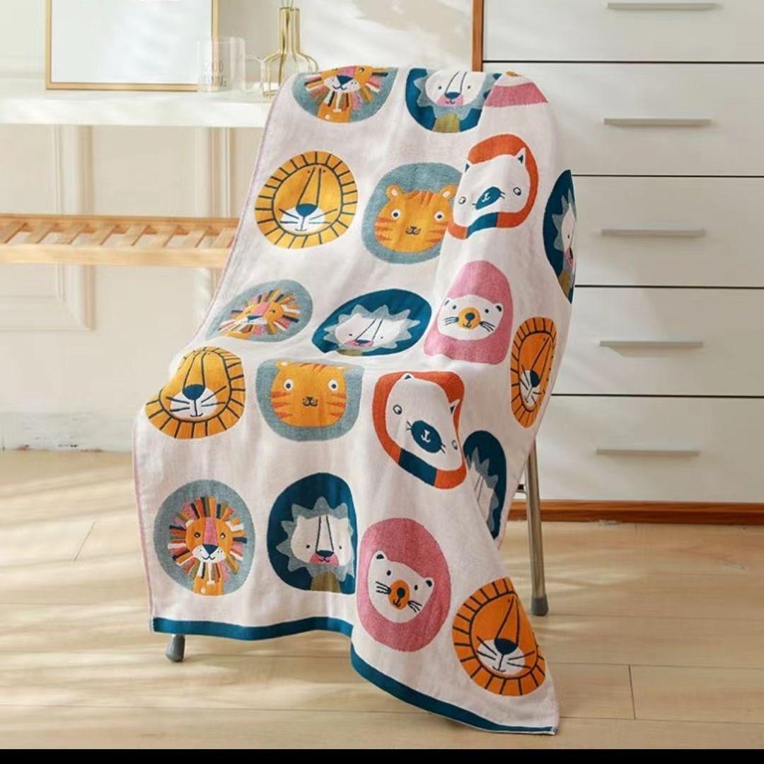 

Очень большое хлопковое марлевое мультяшное банное полотенце - Мягкое, быстросохнущее для взрослых и детей 80*160