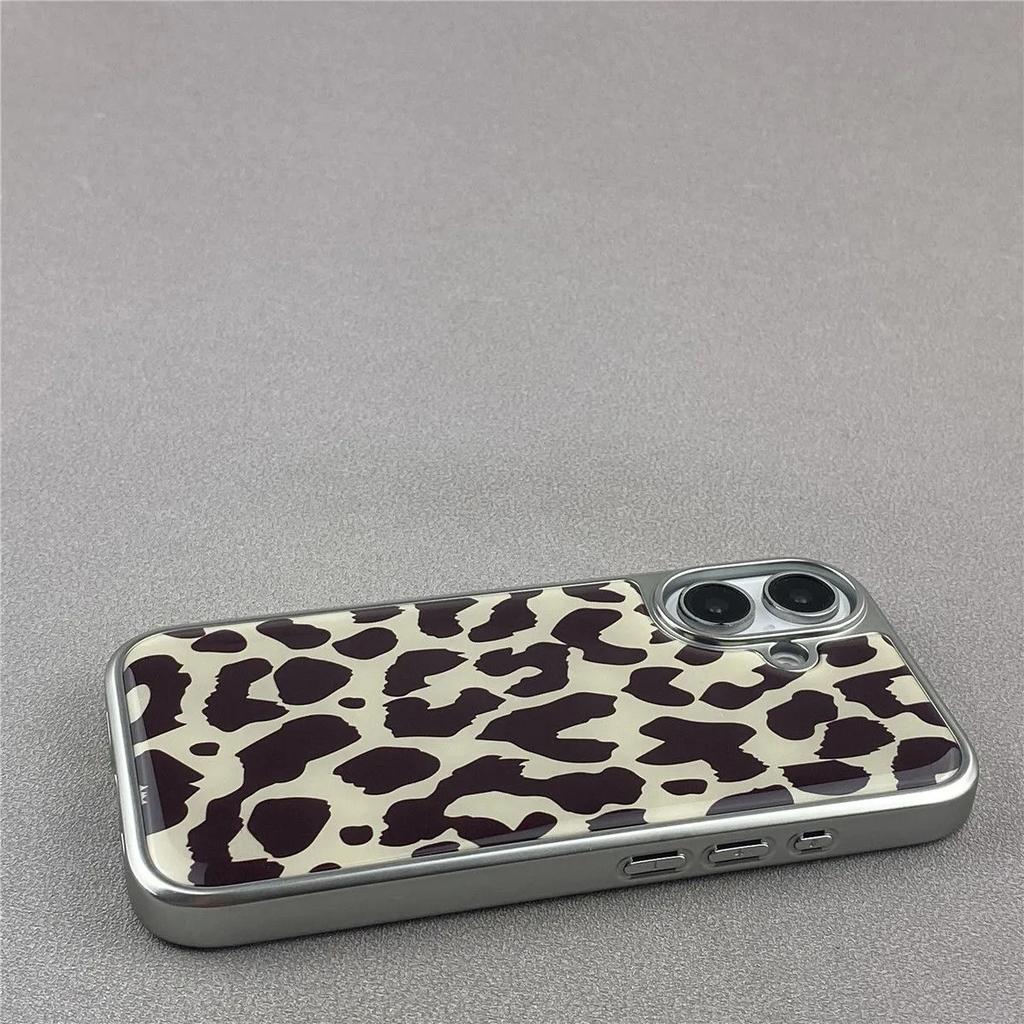 European and American Trendy Black Leopard Print Phone Case for iPhone 17 AIR 16 15 14 13 12 11 PRO MAX PLUS Y2K Drop Glue Cover