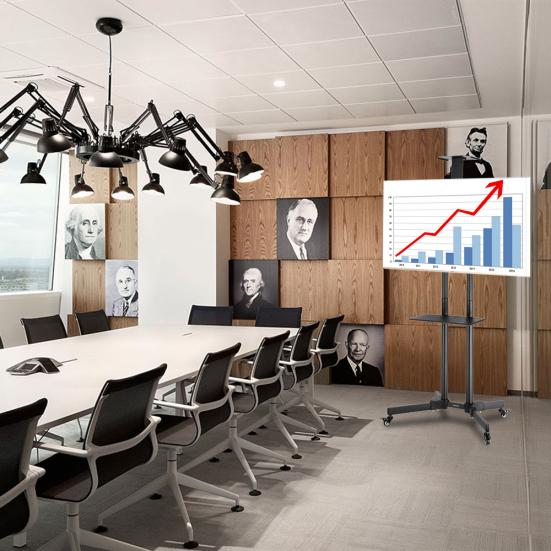 TSY 1600 32-70" TV Mobile Cart Weight Bearing 60kg Maximum VESA 400*600 Up and Down Adjustable 15° with Pulley Tray Camera Bracket