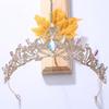 DIEZI Elegant Korean AB Pink Red Crystal Tiara Crown Women Girls Party Wedding Princess Rhinestone Bridal Crown Hair Jewelry
