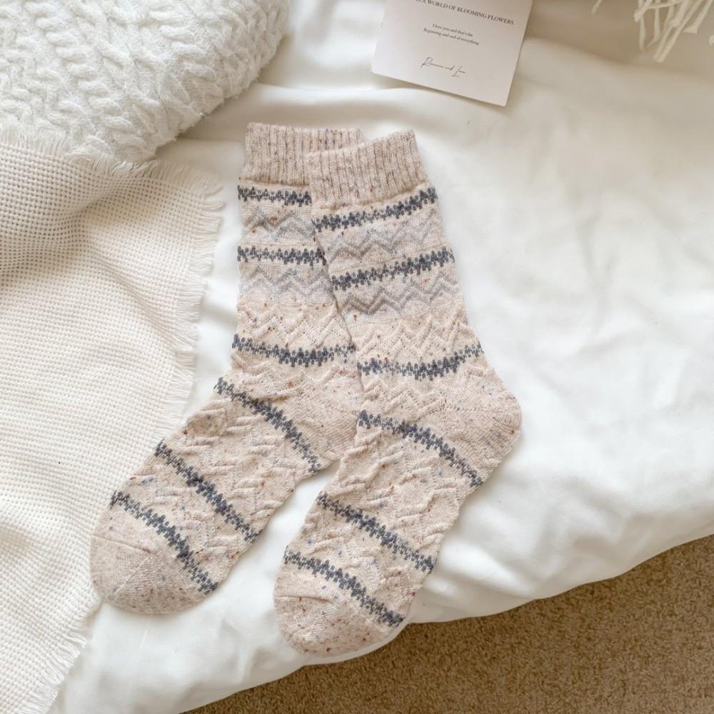

Striped Mid-calf Socks Warm Long Socks New Women Socks Autumn Winter хаки