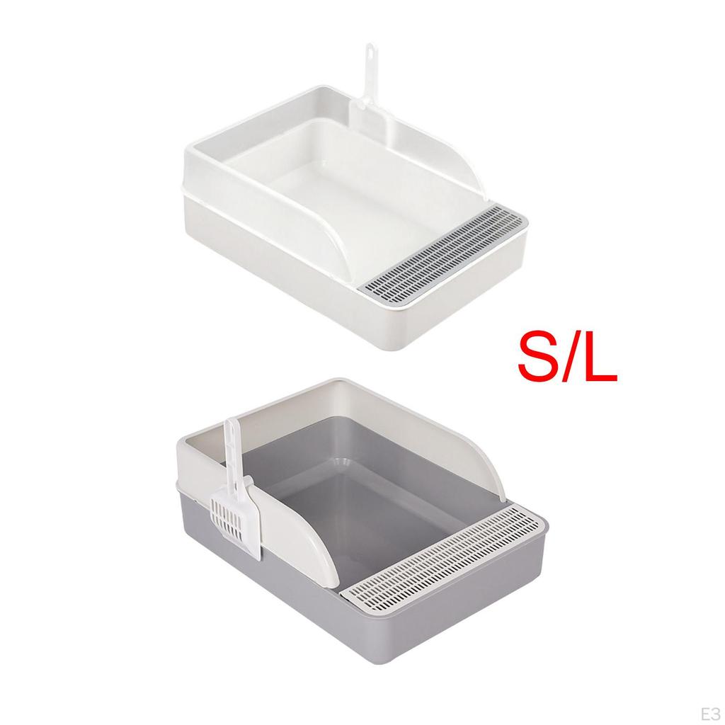 Toilet with Spoon High Sided Semi Enclosed Portable Cat Litter Tray Sand Box for Indoor Cats