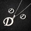 26 Letter Necklaces Anti-allergic Fade-less Personalized Gift Alphabet Pendant Choker Earrings Combo for Girl