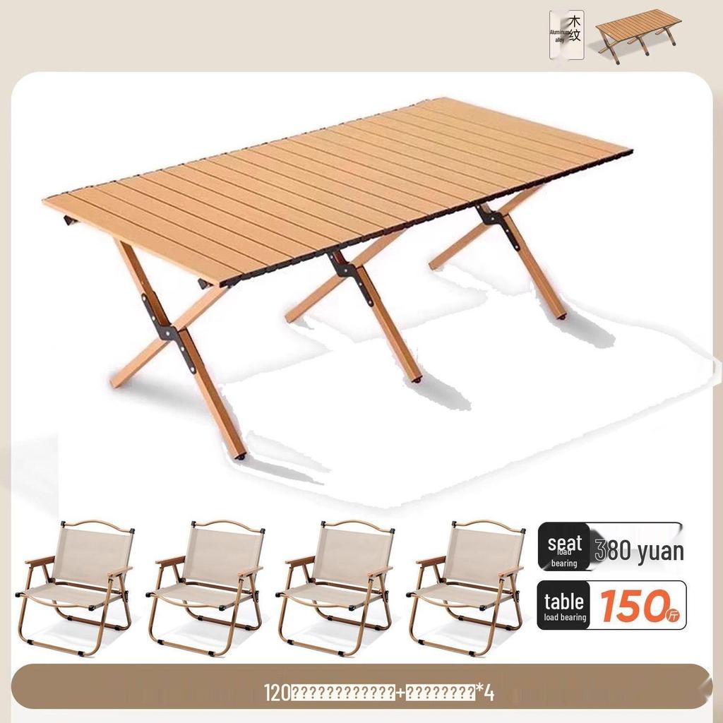 Collapsible Metal Table and Chair Set for Outdoor Use - Ideal for Camping, Patio, Night Markets, and Street Vending