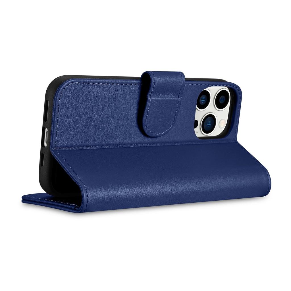 2in1 Leather Flip Case iPhone 14 Pro Anti-rfid Wallet Case Blue
