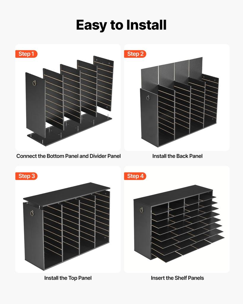 Wood Literature Organizer 36 Compartments Office Mailboxes Black, Countertop Literature Sorter for Files Documents Papers, with Adjustable Shelves,