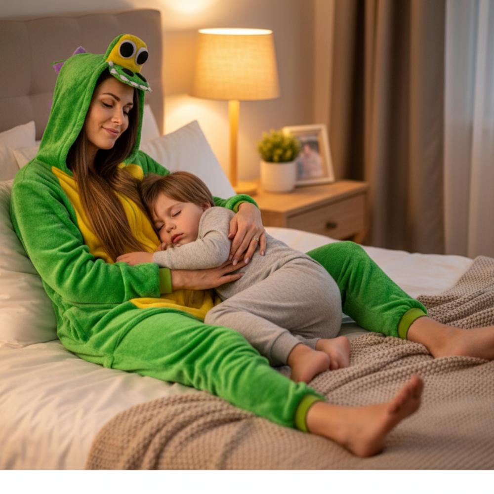 Dámské kigurumi pyžamo overal krokodýl teplý jednodílný kostým XL Onesie Kostým A105 - L