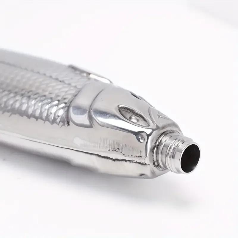 Top Quality 1Pc 140ml Portable Trout-Shaped Wine Flask for Outdoor Camping, 304 Stainless Steel Fish Design Travel Bottle