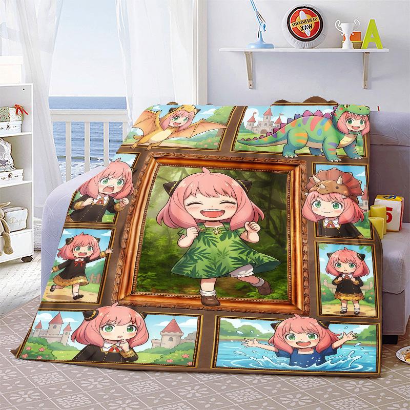 Anya Spy x Family Soft Warm Flannel Blanket Throw Cozy Lightweight Blanket for Bed Sofa Home Decor -QJY
