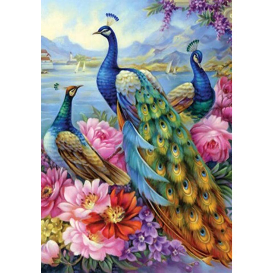 

Животное павлин 5D DIY алмазная живопись горный хрусталь картина полная алмазная вышивка подарок набор для вышивки крестом мозаика украшение дома Full Round 20x30CM