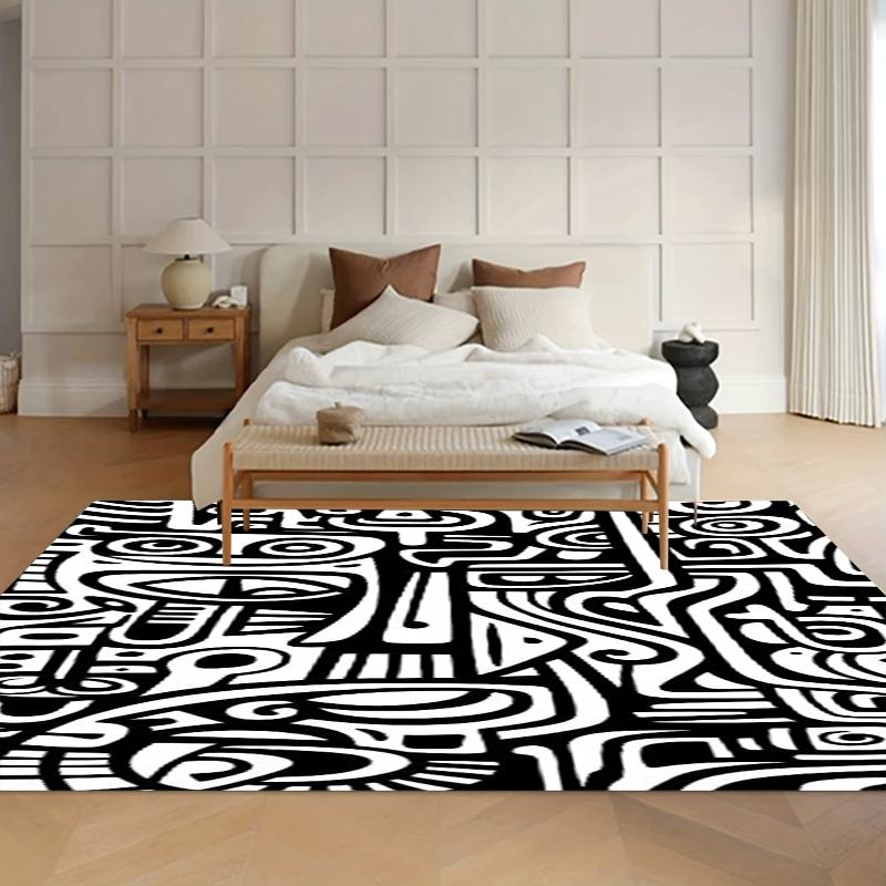 Black & White Carpet Abstract Pattern Home Entrance Rugs Carpets for Living Room Washroom Floor Mat Bedroom Decor Alfombra Gift