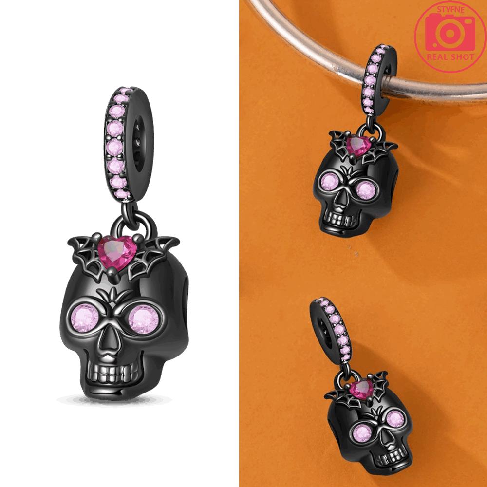 Original Black Butterfly Pendant Copper Skull Glowing Pumpkin Red Ghost Hat Beads Fit Bracelet Women Jewelry Fine Gift Diy