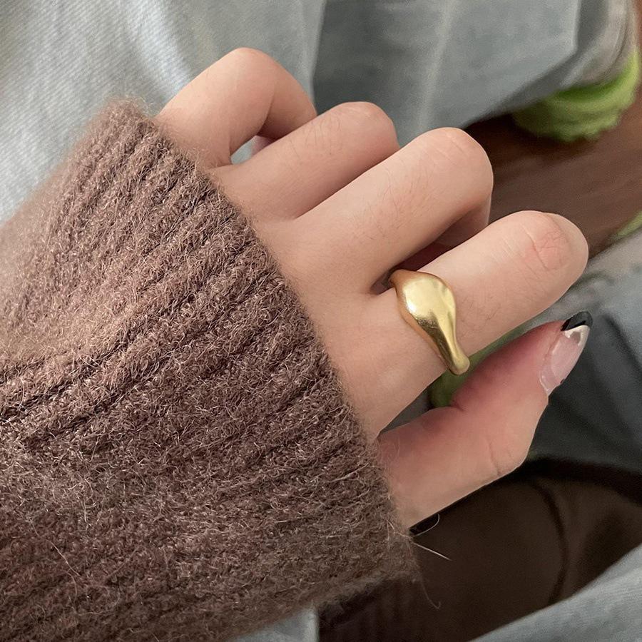 Women s Gold Contrasting Matte Open Ring - Personalized, Fashionable, Geometric, Irregular, Trendy Index Finger Style.