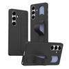 Funda Protectora de Armadura con Soporte y Correa de Muñeca de Silicona Mate para Teléfono Samsung S25 S24 S23 S26 Ultra Plus Cubierta de Botón de Control Inteligente