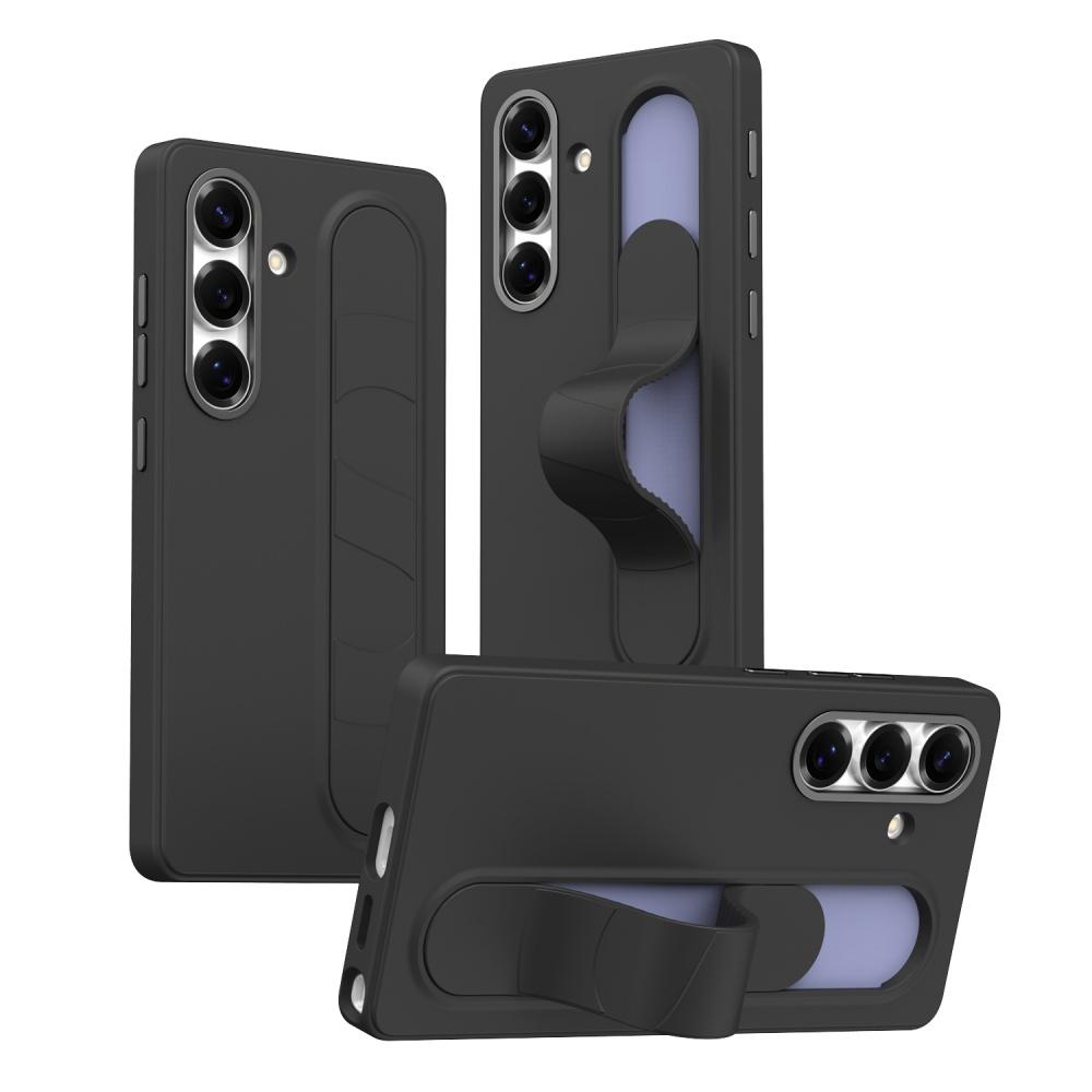 Funda Protectora de Armadura con Soporte y Correa de Muñeca de Silicona Mate para Teléfono Samsung S25 S24 S23 S26 Ultra Plus Cubierta de Botón de Control Inteligente