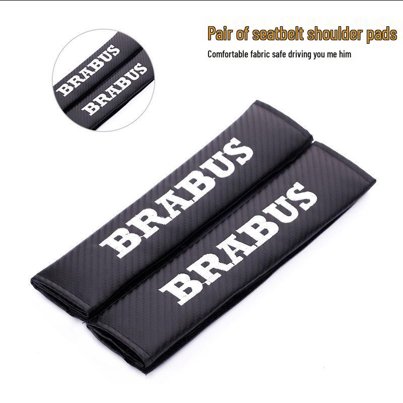 Leather Carbon Fiber Seat Belt Shoulder Pad with BRABUS Logo