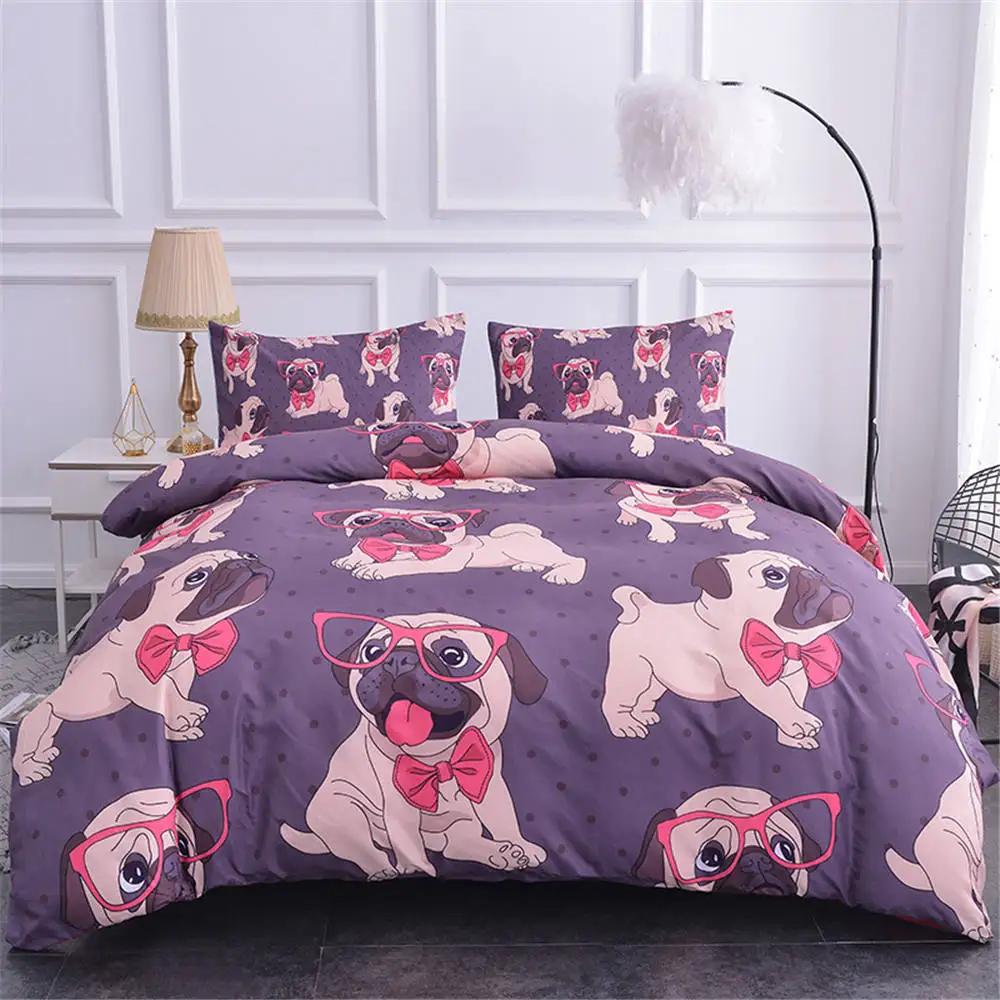 3D Dog King Queen Full Twin Duvet Cover Funny Puppy Bedding Set Teens Adult Kawaii Pet Animal White 2/3pcs Polyester Quilt Cover