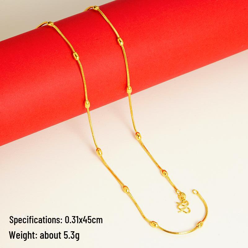 Elegant Sand Gold Clavicle Pendant Necklace for Women - High-End Imitation Gold Chain 