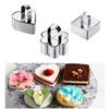 3PCS Stainless Steel Dessert Mold Set Heart Square Flower Shapes DIY Cake Ring for Baking Mousse Cheesecake Pastry Decoration