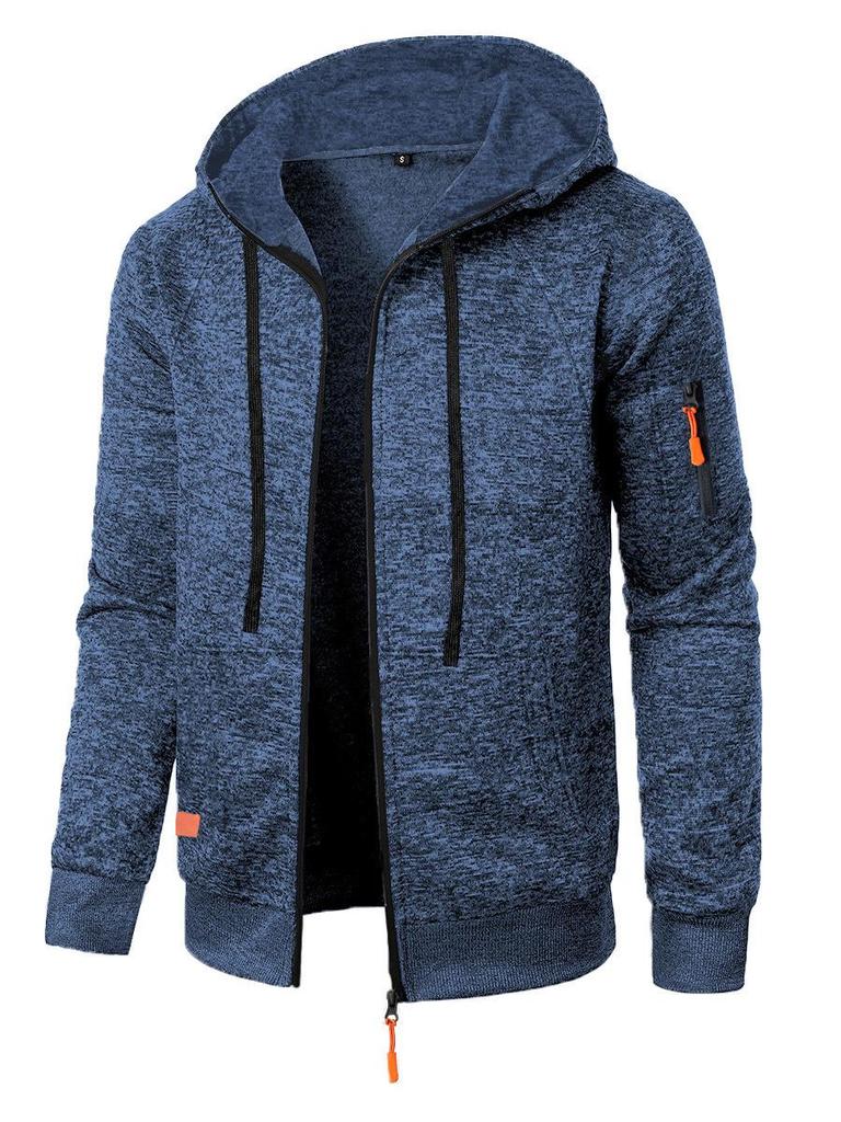 Men's Jacquard Knit Sports Hoodie Cardigan