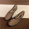 Fashion Luxury Crystal Rivet Design Mesh Sandals Women Light Breathable Flats Fashion Comfort Mules Shoes Elegant Loafers Ballet Shoes