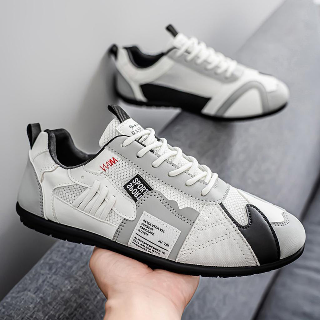 Men's Breathable Casual Sports Shoes - Comfortable Lace Up Shoes, Durable Fabric Upper and Stylish Contrasting Colors, Outdoor Activities