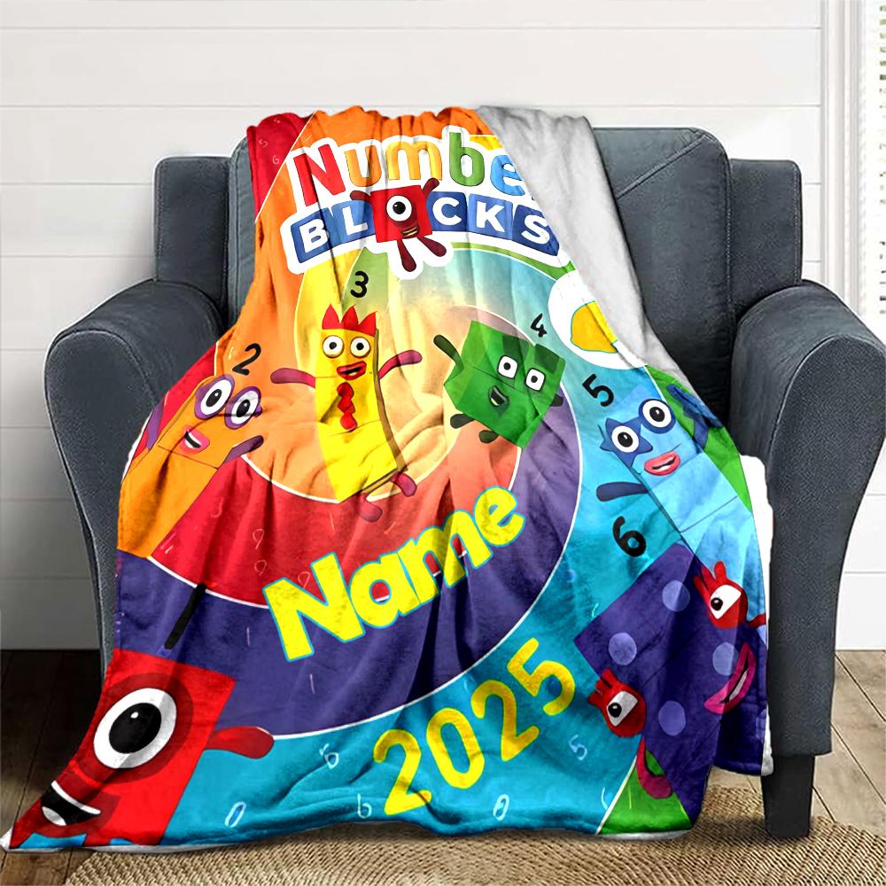 Customiz Name Personality Numberblocks Blanket Soft &Warm Sofa Office Bed Travel Lunch Break Blanket, Gift Suitable All Seasons