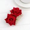 Pente de Cabelo Flor Simulada Rosa Realista Elegante Antiderrapante Anti-deformado Decorar Plantas Prendedores de Cabelo Dentes Pontiagudos Presilha de Cabelo para Casamento