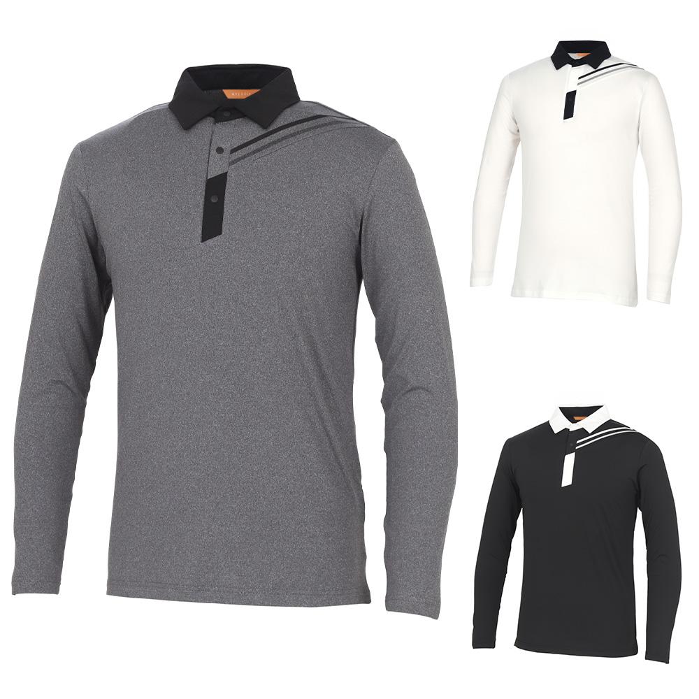 KIM YOUNG JOO GOLF Spring/Autumn Two-Line Spandex Collar Contrast Men'S Golf Long Sleeve T-Shirt Dpfmts94