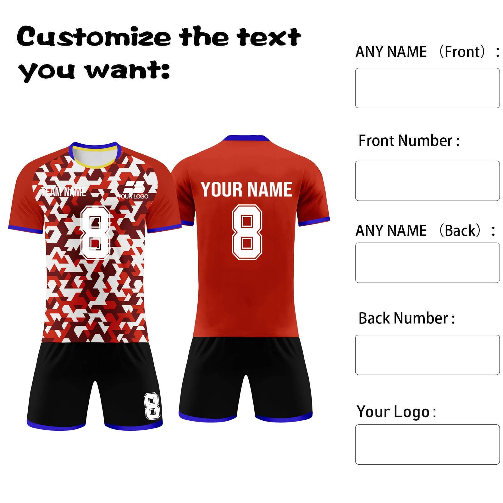 Custom Soccer Jersey Set with Personalized and Number Uniform for Youth and Adults Team Sports Training L