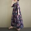 DIMANAF New 2026 Summer Beach Women Plus Size Lady Long Dress Loose Oversize Maxi Floral Print Cotton Vintage