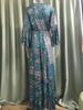 2023 Bohemian Style V-Neck Bell Sleeve High Waist Floral Vacation Dress for Women