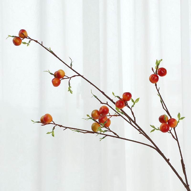 Artificial Flower Apple Branch, Home Decoration Fake Flower Plant Artificial Berry Branch