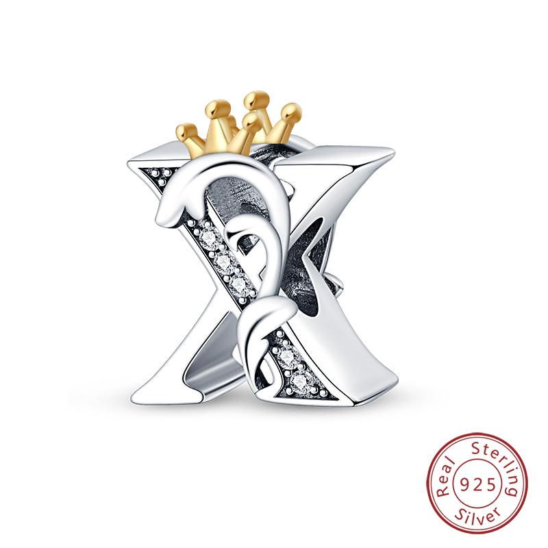 Charms Fit Qikaola Original Bracelets Classic Crown 26 Letters Alphabet Charms Beads For Women Fine Diy Wedding Jewelry Gift