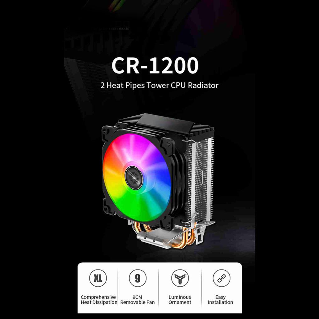 CPU Cooler Colorful Light 2000rpm With 2 Heat Pipes Removable CPU Cooling Fan