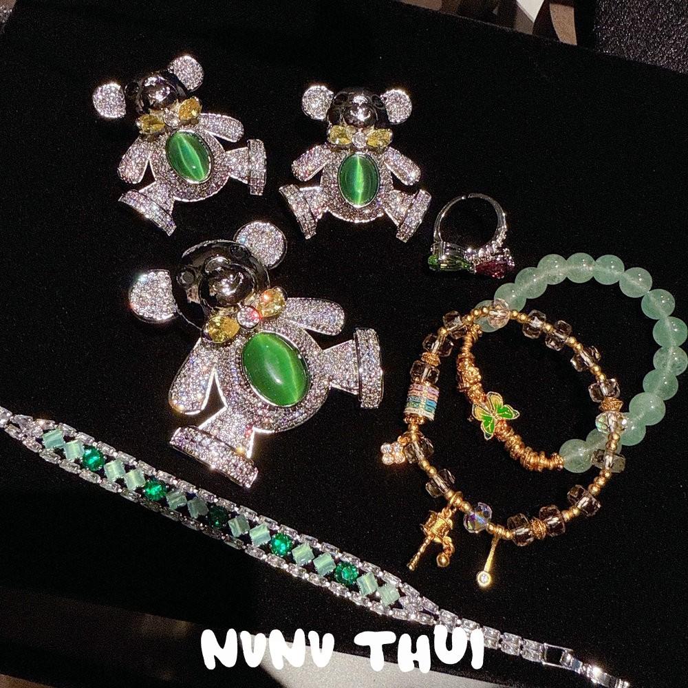 Ancient Filigree Entangled Enamel Butterfly Green Dongling Bracelet, New Chinese Style, Citrine Vajra Pestle Flower God Bracelet.