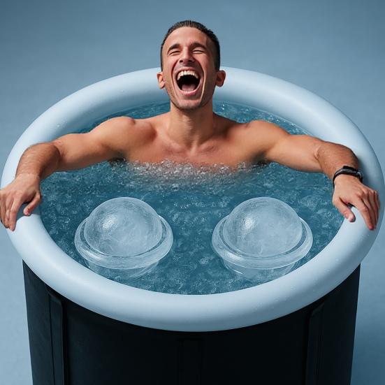 2Pcs Giant Ice Cube Molds 5lb Extra Large Silicone Sphere Ice Molds BPA-Free Ice Cube Molds Reusable Ice Ball Maker for Ice Baths