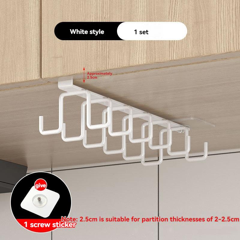 Double Row Coffee Cup Mug Holder Cupboard Under Shelf Hook Shelf Multifunction Kitchen Cabinet Sundries Organizer Storage Hanger