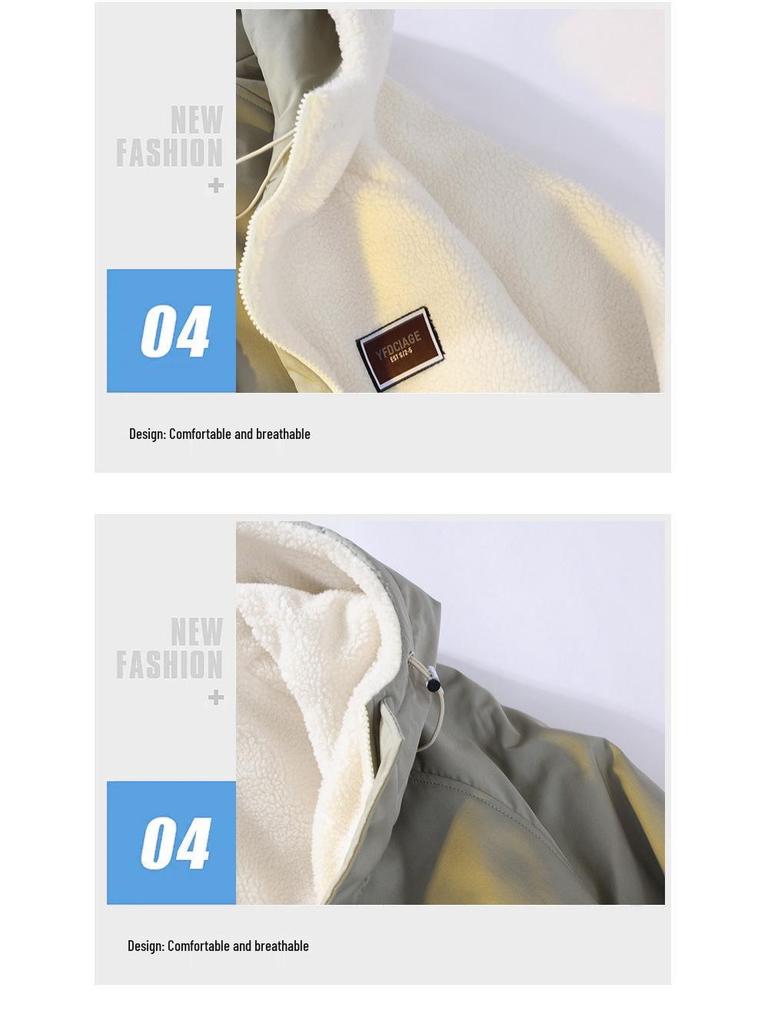 Men's Green Lambswool Hooded Jacket: Double-Sided, Casual, Velvet-Lined, Autumn/Winter Coat.