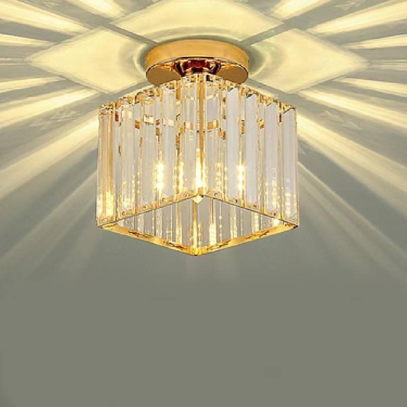 Stylish Modern Crystal Ceiling Light Elegant Design For Entryway Hallway In Black And Gold