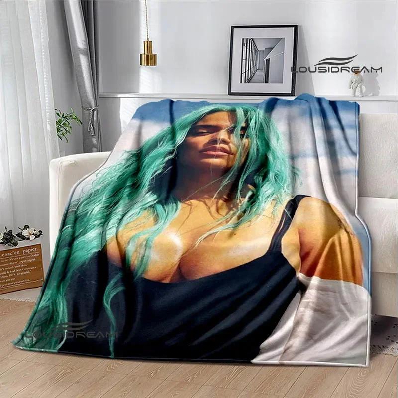 Karol G Fashion Printed Blankets Picnic Blanket Flannel Warm Blanket Soft Cozy Blanket Travel Blankets Bed Linings Birthday Gift