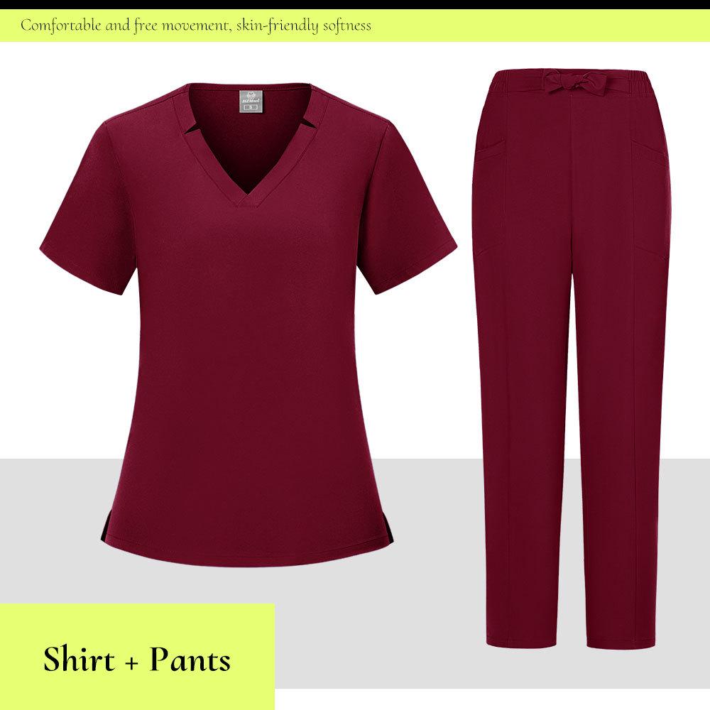 Nine Colors Available: Short-Sleeve Long Pants Handwashing Set for Beauty Salon & Medical Staff