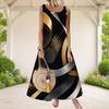 Women Plus Size Scoop Neck Sleeveless A Line Dark Purple Halloween Printed Long Dress